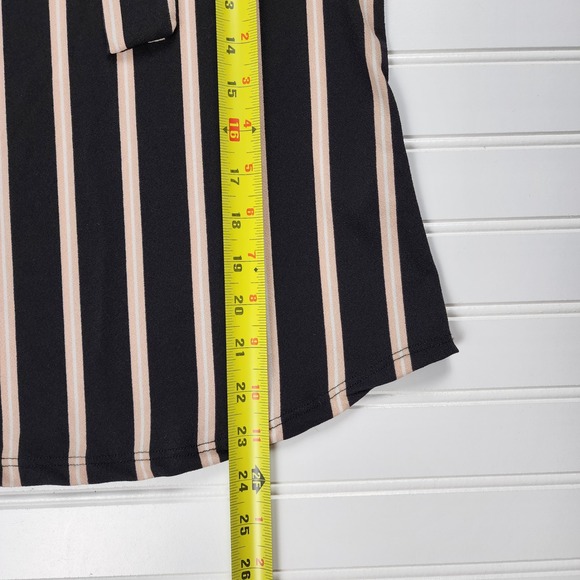 Adrianna Papell Womens Shirt Size Small Striped Flutter Sleeve Top Black Pink - Picture 5 of 8